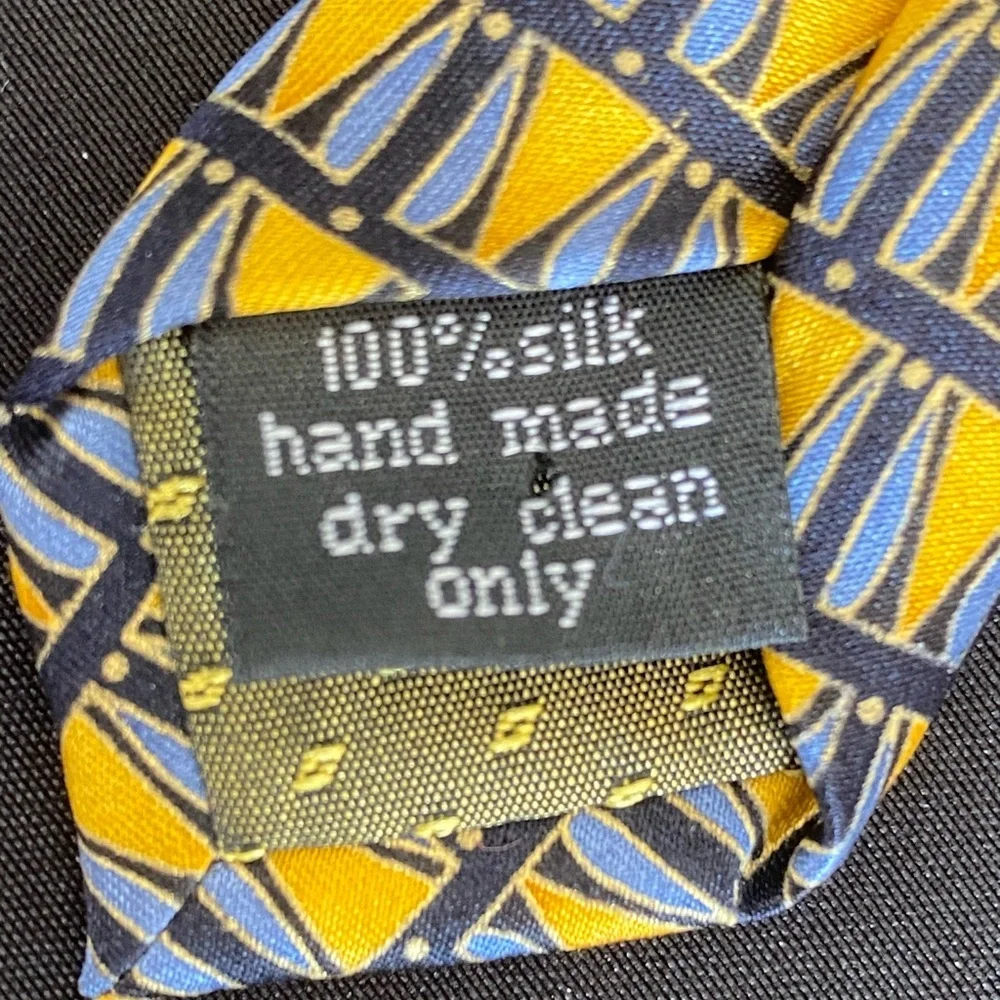 Stonehenge Silk Tie USA Flag Geometric Gold Navy Designer Necktie